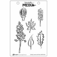 Ranger Ink - Dina Wakley Media - Unmounted Rubber Stamps - Scribbly Leaves and Pods
