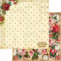 Marion Smith Designs - Mad Tea Party Collection - 12 x 12 Double Sided Paper - Roses R Red