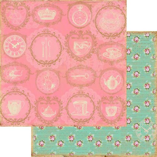 Marion Smith Designs - Mad Tea Party Collection - 12 x 12 Double Sided Paper - Spot of Tea