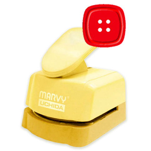 Marvy Uchida - Clever Lever Craft Punch - Silhouette and Embossing - Square Rounded Button  - 1.25 Inch