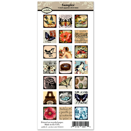 Piddix - Collage Sheet - 1 Inch Square Tile Images - Sampler