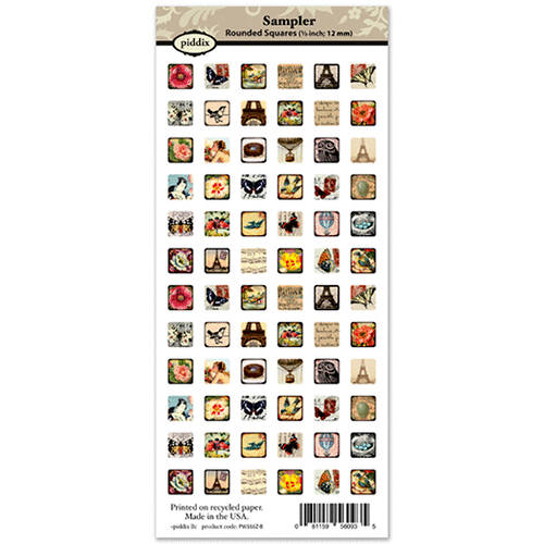 Piddix - Collage Sheet - Tiny Square Tile Images - Sampler