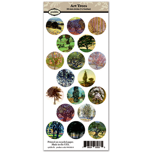 Piddix - Collage Sheet - 1 1/2 Inch Circle Tile Images - Art Trees