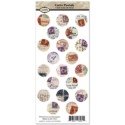 Piddix - Collage Sheet - 1 Inch Circle Tile Images - Carte Postale