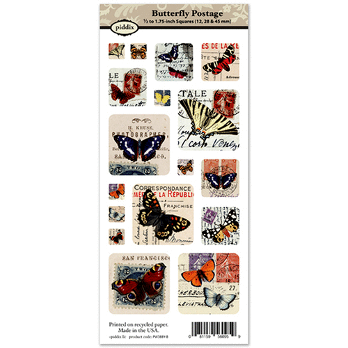 Piddix - Collage Sheet - Mixage Square Trio - Butterfly Postage