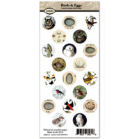 Piddix - Collage Sheet - 1 Inch Circle Tile Images - Birds and Eggs
