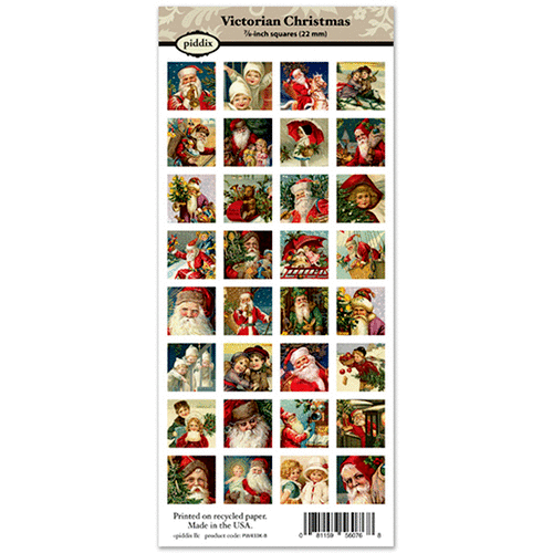 Piddix - Collage Sheet - 7/8 Inch Square Tile Images - Victorian Christmas