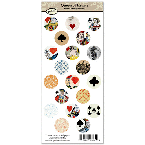 Piddix - Collage Sheet - 1 Inch Circle Tile Images - Queen of Hearts