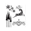 Stampers Anonymous - Tim Holtz - Christmas - Cling Mounted Rubber Stamp Set - Reindeer Flight