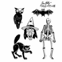 Stampers Anonymous - Tim Holtz - Cling Mounted Rubber Stamp Set - Retro Halloween