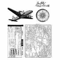 Stampers Anonymous - Tim Holtz - Cling Mounted Rubber Stamp Set - Air Travel