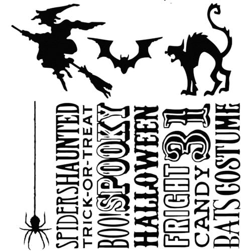 Stampers Anonymous - Tim Holtz - Halloween - Cling Mounted Rubber Stamps - Halloween Silhouettes