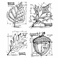 Stampers Anonymous - Tim Holtz - Cling Mounted Rubber Stamp Set - Autumn Blueprint