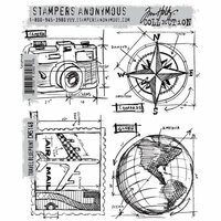 Stamper's Anonymous - Tim Holtz - Cling Mounted Rubber Stamp Set - Travel Blueprint