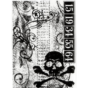 Stampers Anonymous - Tim Holtz - Halloween - ATC - Cling Mounted Rubber Stamps - Skull Collage