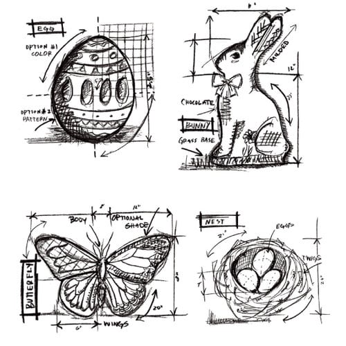 Stampers Anonymous - Tim Holtz - Cling Mounted Rubber Stamp Set - Easter Blueprint