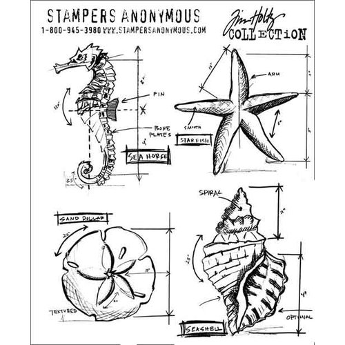 Stampers Anonymous - Tim Holtz - Cling Mounted Rubber Stamp Set - Nautical Blueprint