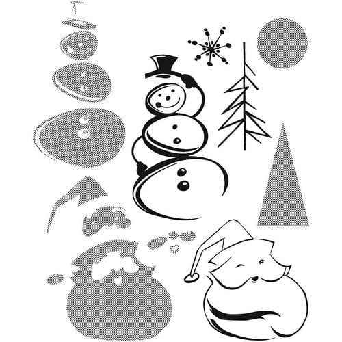 Stampers Anonymous - Tim Holtz - Cling Mounted Rubber Stamp Set - Halftone Christmas