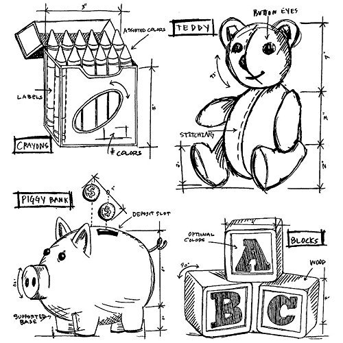 Stampers Anonymous - Tim Holtz - Cling Mounted Rubber Stamp Set - Childhood Blueprint