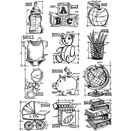 Stampers Anonymous - Tim Holtz - Cling Mounted Rubber Stamp Set - Mini Blueprints 8