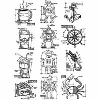 Stampers Anonymous - Tim Holtz - Cling Mounted Rubber Stamp Set - Mini Blueprints 9