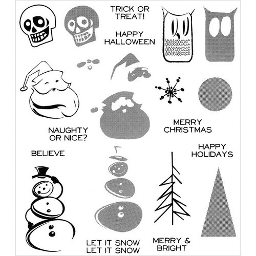 Stampers Anonymous - Christmas - Tim Holtz - Cling Mounted Rubber Stamp Set - Mini Halftones