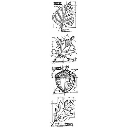 Stampers Anonymous - Tim Holtz - Cling Mounted Rubber Stamp Set - Mini Blueprint Strip - Autumn