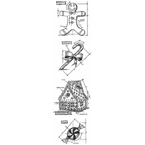 Stampers Anonymous - Tim Holtz - Cling Mounted Rubber Stamp Set - Mini Blueprint Strip - Christmas3