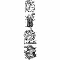 Stampers Anonymous - Tim Holtz - Cling Mounted Rubber Stamp Set - Mini Blueprint Strip - Schoolhouse