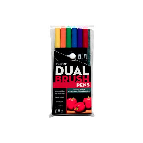 Tombow - Dual Brush Pen - 6 Color Set - Primary