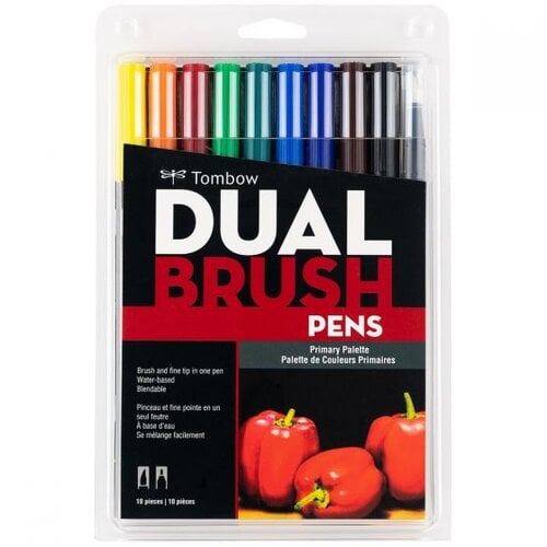 Tombow - Dual Brush Pen - 10 Color Set - Primary