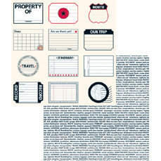 Teresa Collins - Travelogue - 12x12 Double Sided Paper - Travel Tags and Words