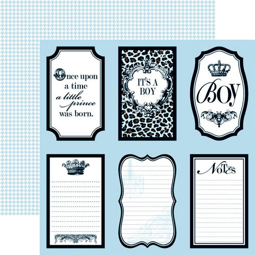 Teresa Collins - Chic Bebe Boy Collection - 12 x 12 Double Sided Paper - Notes, CLEARANCE