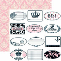 Teresa Collins - Chic Bebe Girl Collection - 12 x 12 Double Sided Paper - Mini Tags, CLEARANCE