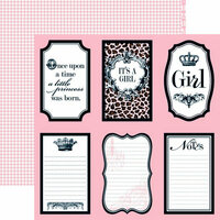 Teresa Collins - Chic Bebe Girl Collection - 12 x 12 Double Sided Paper - Notes, CLEARANCE