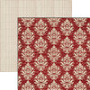 Teresa Collins - Christmas Cottage Collection - 12 x 12 Double Sided Paper - Red Damask