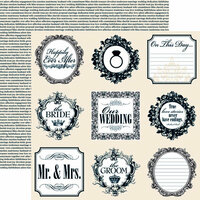Teresa Collins - Mr and Mrs. Collection - 12 x 12 Double Sided Paper - Tags, CLEARANCE