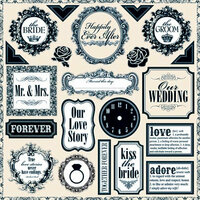 Teresa Collins - Mr. and Mrs. Collection - Die Cut Chipboard - Elements, CLEARANCE