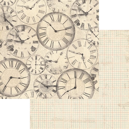 Teresa Collins - Now And Then Collection - 12 x 12 Double Sided Paper - Clocks