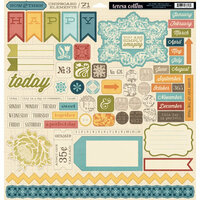 Teresa Collins - Now And Then Collection - 12 x 12 Die Cut Chipboard Stickers - Elements