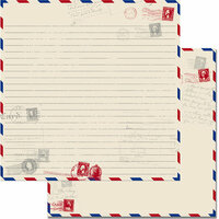Teresa Collins - Travel Ledger Collection - 12 x 12 Double Sided Paper - Travel Letter