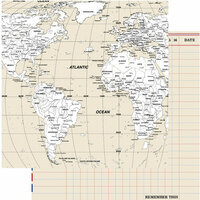 Teresa Collins - Travel Ledger Collection - 12 x 12 Double Sided Paper - Travel Map