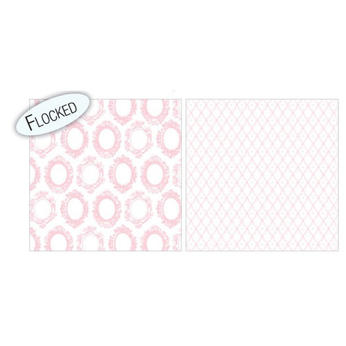 Teresa Collins - Timeless Collection - 12 x 12 Double Sided Paper with Flocked Accents - Pink Frames