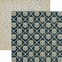 Teresa Collins - Vintage Finds Collection - 12 x 12 Double Sided Paper - Black Damask