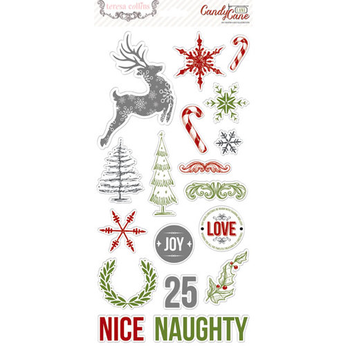 Teresa Collins Designs - Candy Cane Lane Collection - Christmas - Die Cut Chipboard Stickers - Elements