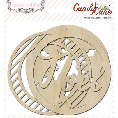 Teresa Collins - Candy Cane Lane Collection - Christmas - Die Cut Wood Shapes - Ornaments