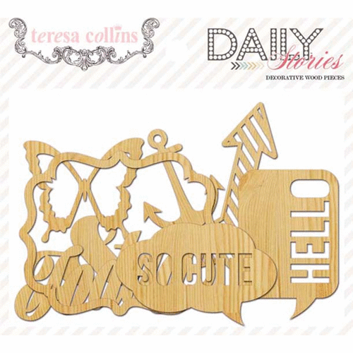 Teresa Collins Designs - Daily Stories Collection - Die Cut Wood Shapes