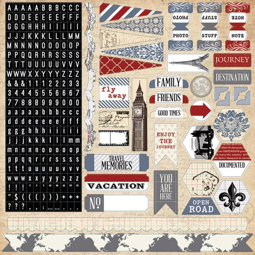 Teresa Collins - Far and Away Collection - 12 x 12 Cardstock Stickers