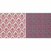 Teresa Collins - Fabrications Collection - Canvas - 12 x 12 Double Sided Paper - Plum Damask