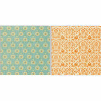 Teresa Collins - Fabrications Collection - Canvas - 12 x 12 Double Sided Paper - Orange Tapestry